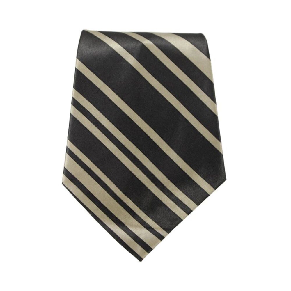Designer Mens Striped Print Classic Tie Brown